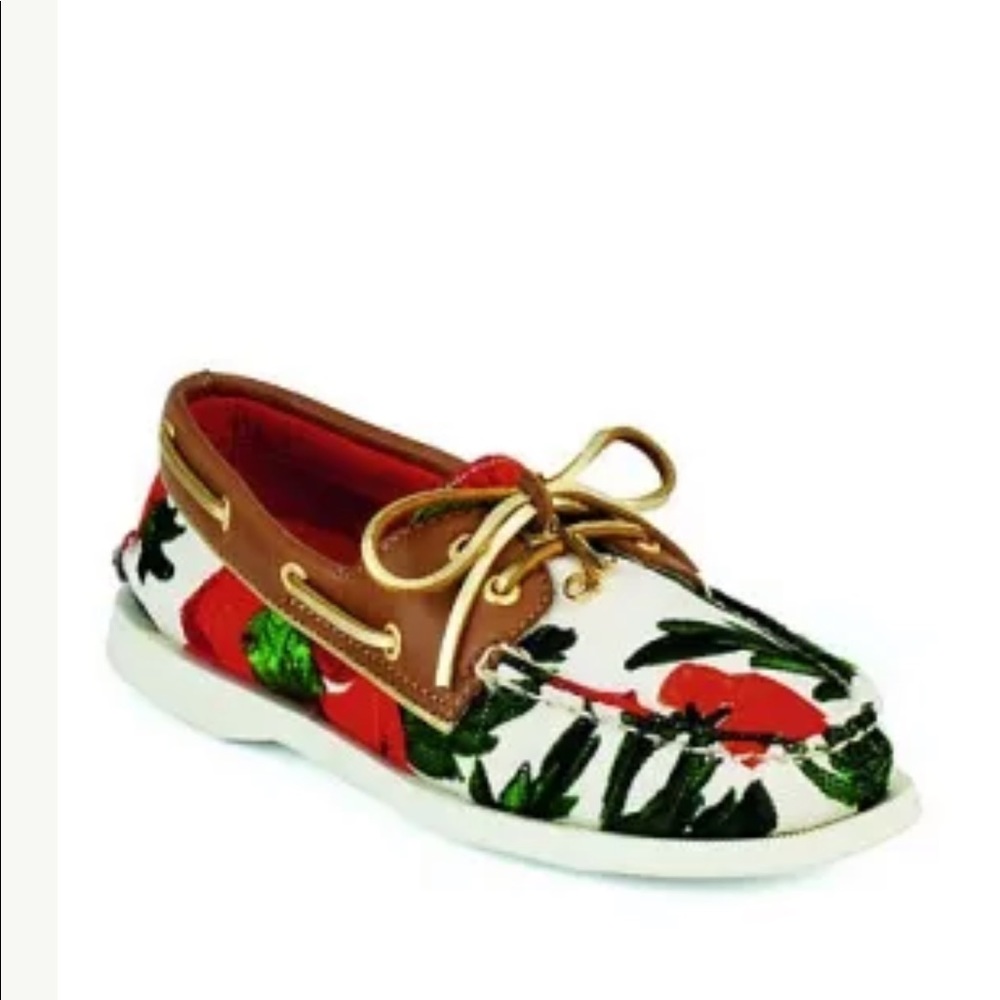Milly for Sperry A/O 2-Eye in Roses Print Canvas Brand New size 9